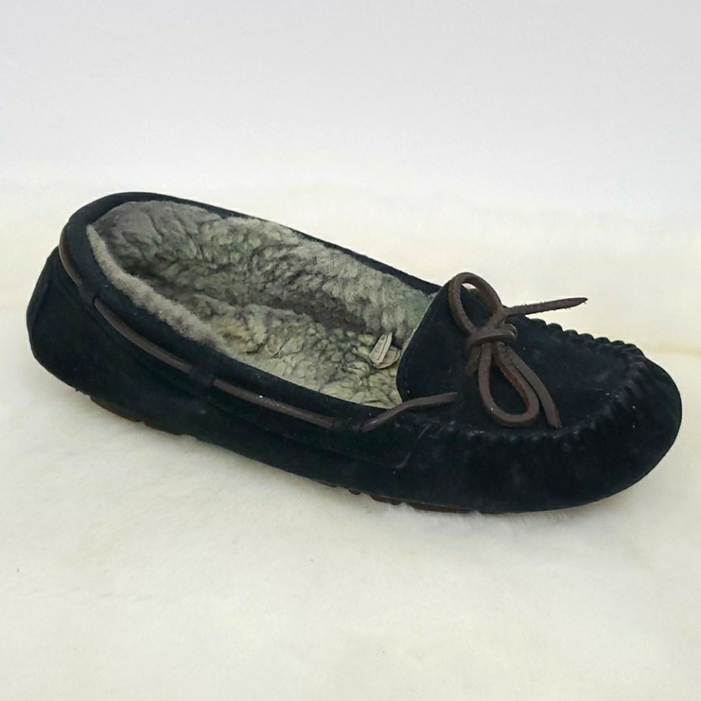 UGG black suede worm slippers size 6